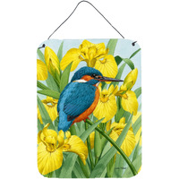 "Caroline's Treasures Kingfisher in Yellow Irises Wall or Door Hanging Prints ASA2009DS1216, 16HX12W, Multicolor"