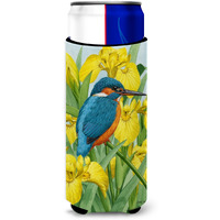"Caroline's Treasures Kingfisher In Yellow Irises Michelob Ultra Koozies for Slim Cans, Multicolor"