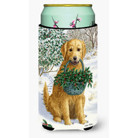 "Caroline's Treasures Yellow Labrador and Holly Tall Boy Koozie Hugger, Multicolor"