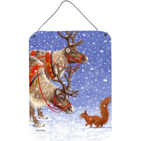 "Caroline's Treasures Reindeers & Squirrel Wall or Door Hanging Prints ASA2016DS1216, 16HX12W, Multicolor"