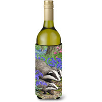 "Caroline's Treasures Badgers Wine Bottle Koozie Hugger, 750 ml, Multicolor"
