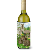 "Caroline's Treasures Leveret Bunny Rabbit Wine Bottle Koozie Hugger, 750 ml, Multicolor"