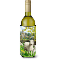 "Caroline's Treasures Sheep Wine Bottle Koozie Hugger, 750 ml, Multicolor"