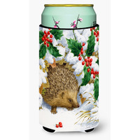 "Caroline's Treasures Hedgehog and Holly Tall Boy Koozie Hugger, Multicolor"