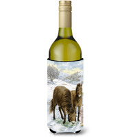 "Caroline's Treasures Exmoor Ponies Horse Wine Bottle Koozie Hugger, 750 ml, Multicolor"