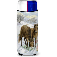 "Caroline's Treasures Exmoor Ponies Horse Michelob Ultra Koozies for Slim Cans, Multicolor"