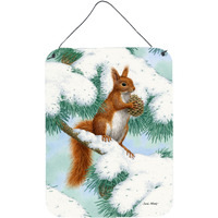 "Caroline's Treasures Red Squirrel with Pine Cone Wall or Door Hanging Prints ASA2033DS1216, 16HX12W, Multicolor"