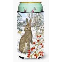"Caroline's Treasures Rabbit with Berries Tall Boy Koozie Hugger, Multicolor"