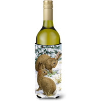 "Caroline's Treasures Rabbit Searching for Grass In The Snow Wine Bottle Koozie Hugger, 750 ml, Multicolor"