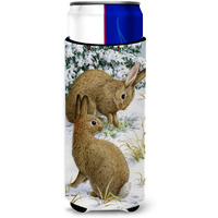 "Caroline's Treasures Rabbit Searching for Grass In The Snow Michelob Ultra Koozies for Slim Cans, Multicolor"