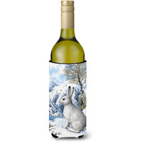 "Caroline's Treasures Mountain Hare White Rabbit Wine Bottle Koozie Hugger, 750 ml, Multicolor"