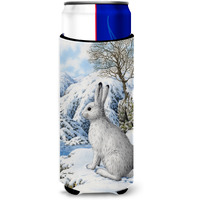 "Caroline's Treasures Mountain Hare White Rabbit Michelob Ultra Koozies for Slim Cans, Multicolor"