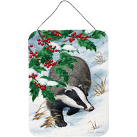 "Caroline's Treasures Badgers with Holly Berries Wall or Door Hanging Prints ASA2039DS1216, 16HX12W, Multicolor"
