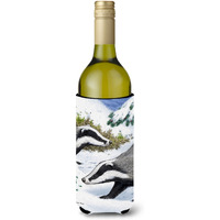"Caroline's Treasures Badgers Look Here Wine Bottle Koozie Hugger, 750 ml, Multicolor"