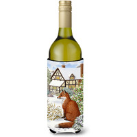 "Caroline's Treasures Fox By The Cottage Wine Bottle Koozie Hugger, 750 ml, Multicolor"
