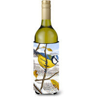 "Caroline's Treasures Eurasian Blue Tits Bird Wine Bottle Koozie Hugger, 750 ml, Multicolor"