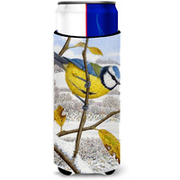 "Caroline's Treasures Eurasian Blue Tits Bird Michelob Ultra Koozies for Slim Cans, Multicolor"