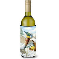 "Caroline's Treasures Eurasian Blue Tits Birds In Flower Pot Wine Bottle Koozie Hugger, 750 ml, Multicolor"