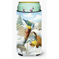 "Caroline's Treasures Eurasian Blue Tits Birds In Flower Pot Tall Boy Koozie Hugger, Multicolor"