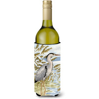 "Caroline's Treasures Blue Heron In The Water Wine Bottle Koozie Hugger, 750 ml, Multicolor"