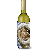"Caroline's Treasures Tawny Owl In The Tree Wine Bottle Koozie Hugger, 750 ml, Multicolor"