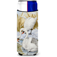 "Caroline's Treasures White Swans Michelob Ultra Koozies for Slim Cans, Multicolor"
