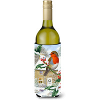 "Caroline's Treasures European Robin Wine Bottle Koozie Hugger, 750 ml, Multicolor"