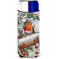 "Caroline's Treasures European Garden Robin Michelob Ultra Koozies for Slim Cans, Multicolor"