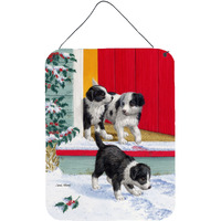 "Caroline's Treasures Christmas Border Collie Pups Wall or Door Hanging Prints ASA2078DS1216, 16HX12W, Multicolor"