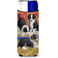 "Caroline's Treasures Border Collie Pups Michelob Ultra Koozies for Slim Cans, Multicolor"