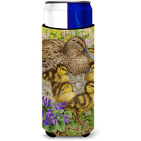 "Caroline's Treasures ASA2084MUK Female Mallard Duck and Ducklings Michelob Ultra Koozies for Slim Cans, Multicolor"