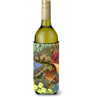 "Caroline's Treasures Hedgehogs In The Flower Pot Wine Bottle Koozie Hugger, 750 ml, Multicolor"