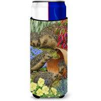 "Caroline's Treasures Hedgehogs In The Flower Pot Michelob Ultra Koozies for Slim Cans, Multicolor"