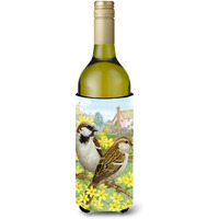 "Caroline's Treasures ASA2091LITERK House Sparrows Wine Bottle Koozie Hugger, 750 ml, Multicolor"