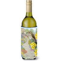 "Caroline's Treasures ASA2095LITERK Spotted Flycatcher Wine Bottle Koozie Hugger, 750 ml, Multicolor"