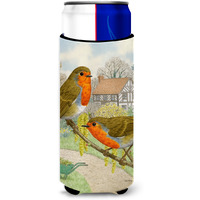 "Caroline's Treasures European Robins Michelob Ultra Koozies for Slim Cans, Multicolor"