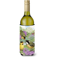 "Caroline's Treasures ASA2098LITERK Coal Tits Wine Bottle Koozie Hugger, 750 ml, Multicolor"