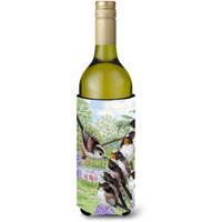 "Caroline's Treasures ASA2102LITERK Long Tailed Tits Wine Bottle Koozie Hugger, 750 ml, Multicolor"