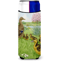 "Caroline's Treasures ASA2105MUK Female Mallard Duck and Ducklings Michelob Ultra Koozies for Slim Cans, Multicolor"