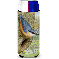 "Caroline's Treasures Red-Breasted Nuthatch Michelob Ultra Koozies for Slim Cans, Multicolor"
