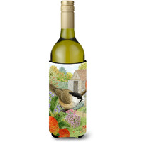 "Caroline's Treasures ASA2111LITERK Coal Tits Wine Bottle Koozie Hugger, 750 ml, Multicolor"