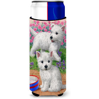 "Caroline's Treasures Westie Pups Michelob Ultra Koozies for Slim Cans, Multicolor"