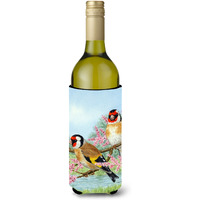 "Caroline's Treasures ASA2119LITERK European Goldfinches Wine Bottle Koozie Hugger, 750 ml, Multicolor"