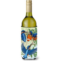 "Caroline's Treasures Kingfisher Family Wine Bottle Koozie Hugger, 750 ml, Multicolor"