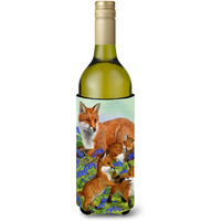 "Caroline's Treasures Fox Family Wine Bottle Koozie Hugger, 750 ml, Multicolor"