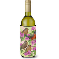"Caroline's Treasures Warbler Family Wine Bottle Koozie Hugger, 750 ml, Multicolor"