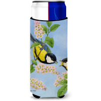 "Caroline's Treasures Eurasian Blue Tits Birds Michelob Ultra Koozies for Slim Cans, Multicolor"