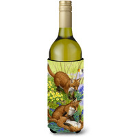 "Caroline's Treasures ASA2131LITERK Fox Cubs Wine Bottle Koozie Hugger, 750 ml, Multicolor"