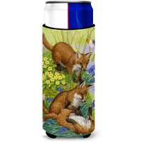 "Caroline's Treasures ASA2131MUK Fox Cubs Michelob Ultra Koozies for Slim Cans, Multicolor"