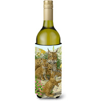 "Caroline's Treasures Lynx and Cubs Wine Bottle Koozie Hugger, 750 ml, Multicolor"